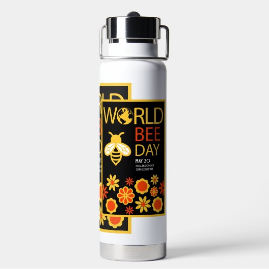 Wereldhoningdag 20 mei waterfles (Achterkant)