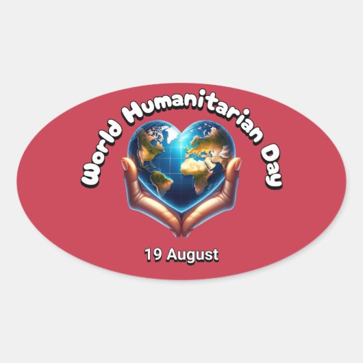 Wereldhumanitaire dag. 19 augustus ovale sticker (Voorkant)