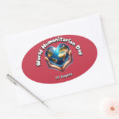 Wereldhumanitaire dag. 19 augustus ovale sticker (Envelop)