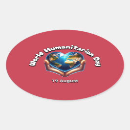 Wereldhumanitaire dag. 19 augustus ovale sticker