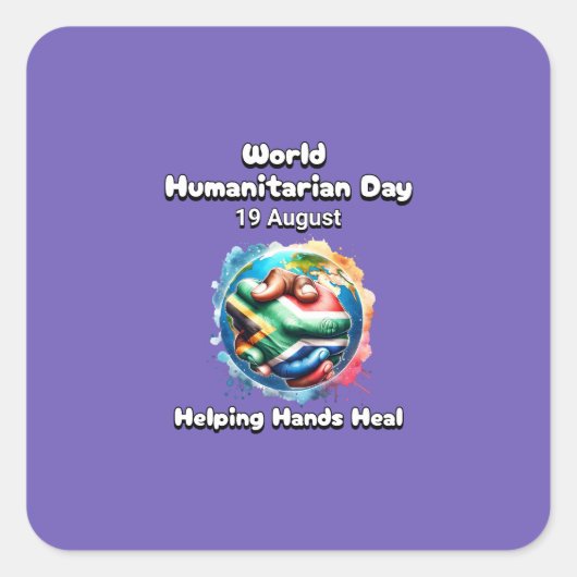 Wereldhumanitaire dag. Handen helpen genezen. Vierkante Sticker (Voorkant)
