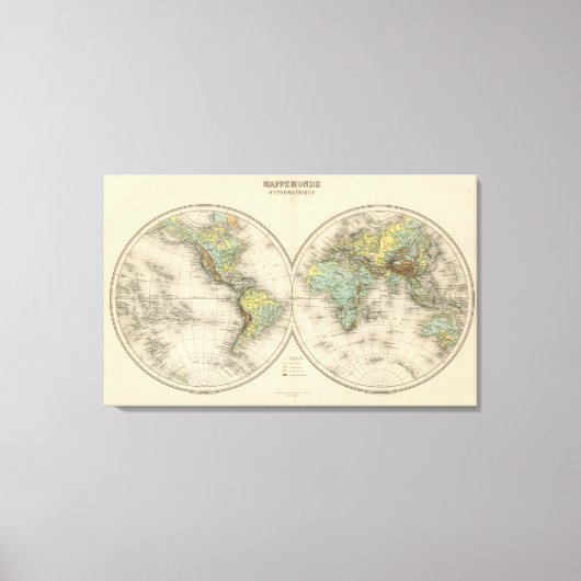 Wereldhypersometrische kaarten canvas afdruk (Voorkant)