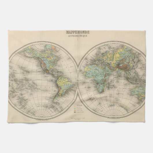 Wereldhypersometrische kaarten theedoek (Horizontaal)