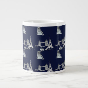 Wereldiconen donkerblauw grote koffiekop