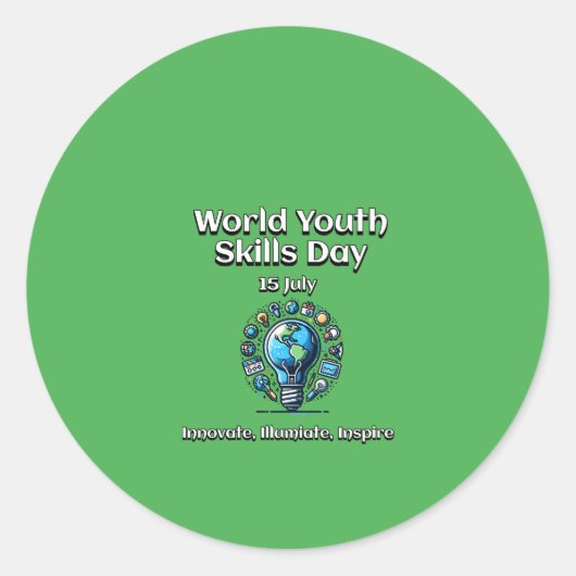 Wereldjongerendag. Verlicht en inspireer. Ronde Sticker (Voorkant)