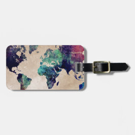 wereldkaart 10 bagagelabel