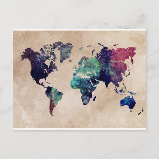 wereldkaart 10 briefkaart (Voorkant)
