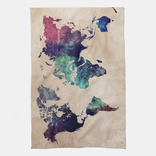 wereldkaart 10 theedoek (Verticaal)