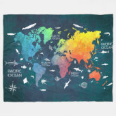 wereldkaart 12 fleece deken (Voorkant (Horizontaal))