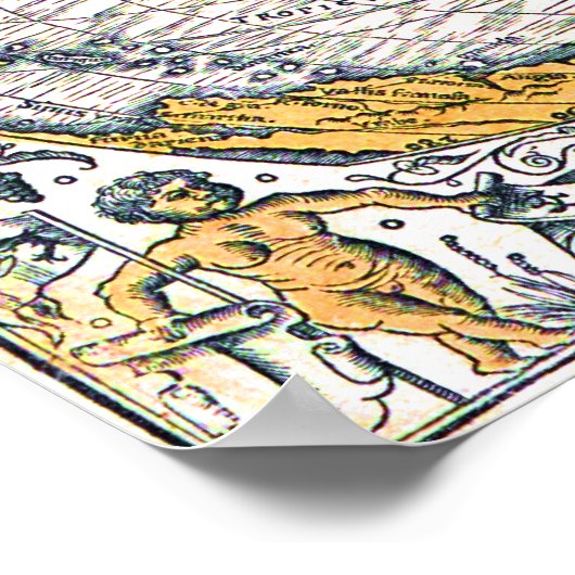 Wereldkaart 1531 poster (Hoek)