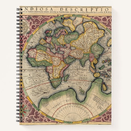 Wereldkaart 1609 Notitieboek (Voorkant)