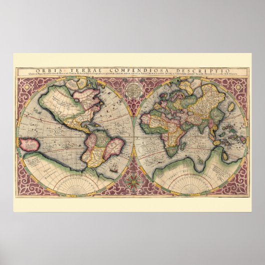  Wereldkaart 1609 Poster (Voorkant)