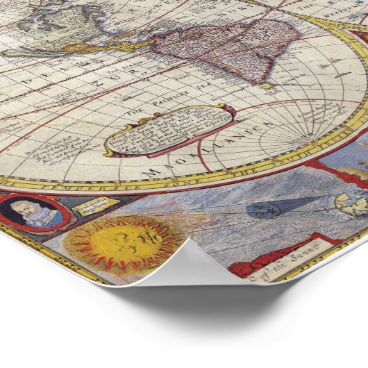 Wereldkaart 1626 Poster (Hoek)