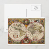 Wereldkaart 1630 briefkaart (Voorkant / Achterkant)