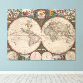  Wereldkaart (1665) 2 Canvas Afdruk (Insitu (Houten vloer))
