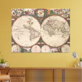  Wereldkaart (1665) 2 Canvas Afdruk (Insitu (Woonkamer))
