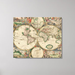 wereldkaart 1671 canvas afdruk