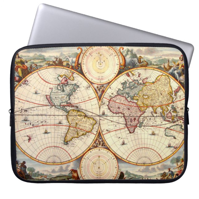wereldkaart 1680 laptop sleeve (Voorkant)