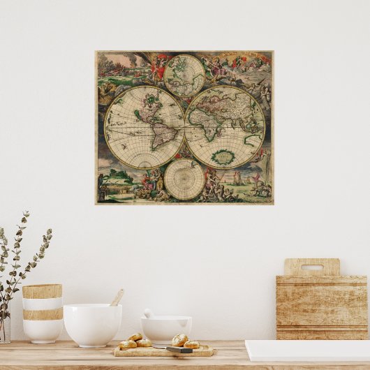 Wereldkaart 1689 Poster (Keuken)