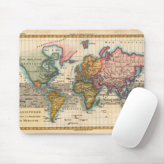 Wereldkaart 1700 Antiek Muismat (Met muis)