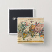 Wereldkaart 1700 Antiek Vierkante Button 5,1 Cm (Voorkant /achterkant)