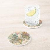 Wereldkaart 1700 Antiek Zandsteen Onderzetter (Zijkant)