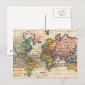 Wereldkaart 1700s Antiek continenten Briefkaart (Voorkant / Achterkant)