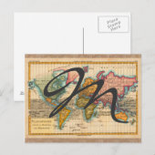 Wereldkaart 1700s Antiek continenten Briefkaart (Voorkant / Achterkant)