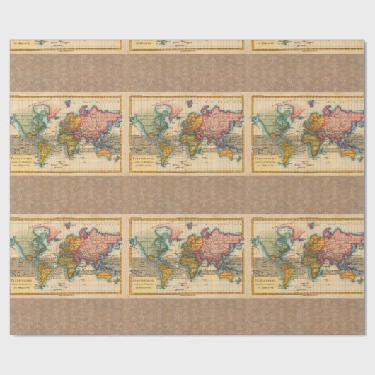 Wereldkaart 1700s Antiek continenten Cadeaupapier (Vlak)