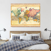Wereldkaart 1700s Antiek continenten Canvas Afdruk (Insitu (Slaapkamer))