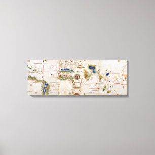 Wereldkaart 1700s Antiek continenten Canvas Afdruk