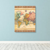Wereldkaart 1700s Antiek continenten Canvas Afdruk (Insitu (Houten vloer))