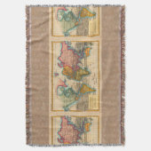 Wereldkaart 1700s Antiek continenten Deken (Voorkant Verticaal)