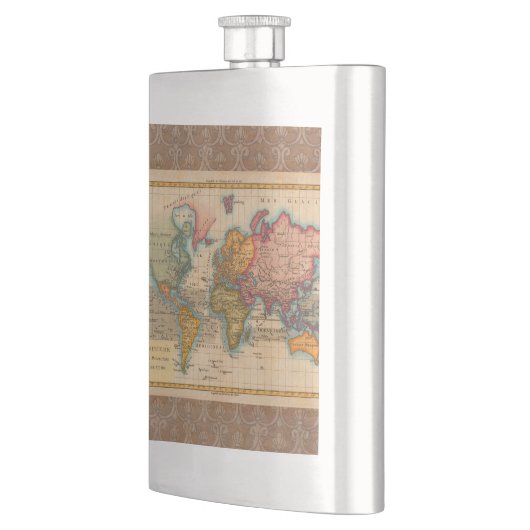 Wereldkaart 1700s Antiek continenten Flacon (Links)