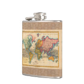 Wereldkaart 1700s Antiek continenten Heupfles (Links)