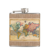 Wereldkaart 1700s Antiek continenten Heupfles (Voorkant)