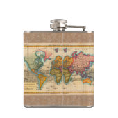 Wereldkaart 1700s Antiek continenten Heupfles (Achterkant)