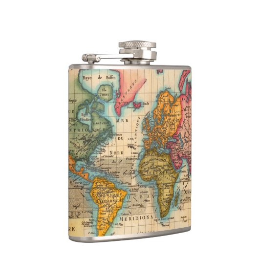 Wereldkaart 1700s Antiek continenten Heupfles (Rechts)