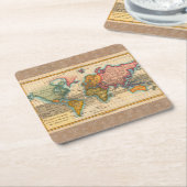 Wereldkaart 1700s Antiek continenten Kartonnen Onderzetters (Schuin)