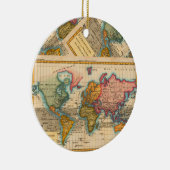 Wereldkaart 1700s Antiek continenten Keramisch Ornament (Rechts)