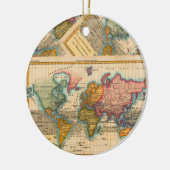 Wereldkaart 1700s Antiek continenten Keramisch Ornament (Links)