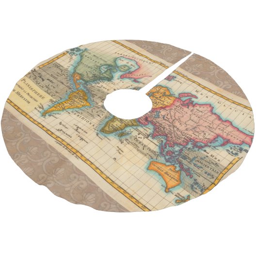 Wereldkaart 1700s Antiek continenten Kerstboom Rok (Gekanteld)