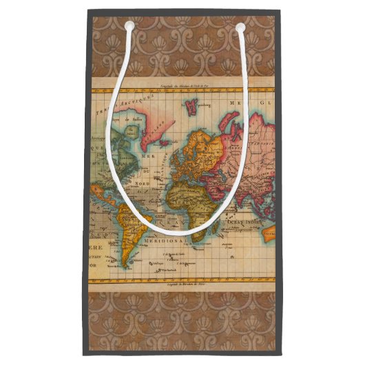 Wereldkaart 1700s Antiek continenten Klein Cadeauzakje (Voorkant)