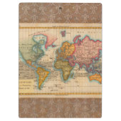Wereldkaart 1700s Antiek continenten Klembord (Achterkant)