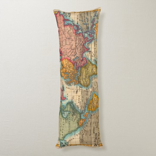 Wereldkaart 1700s Antiek continenten Lichaamskussen (Achterkant (Verticaal))