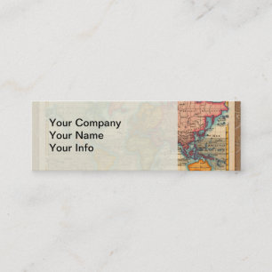 Wereldkaart 1700s Antiek continenten Mini Visitekaartje