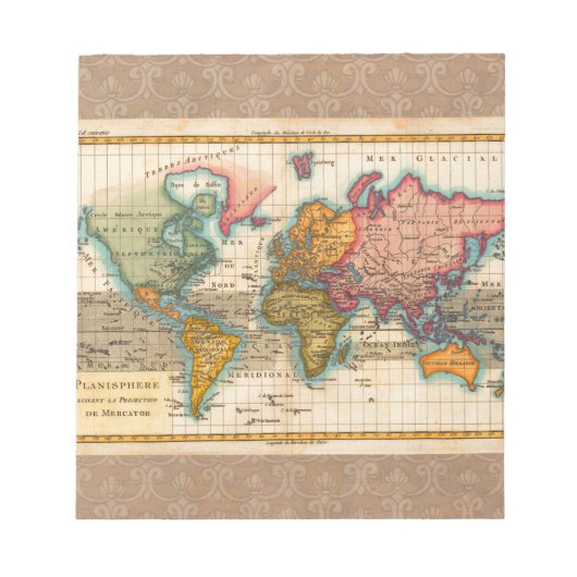 Wereldkaart 1700s Antiek continenten Notitieblok (Voorkant)