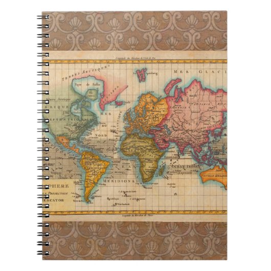 Wereldkaart 1700s Antiek continenten Notitieboek (Voorkant)