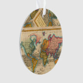 Wereldkaart 1700s Antiek continenten Ornament (voorkant)