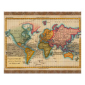 Wereldkaart 1700s Antiek continenten Perfect Poster (Voorkant)